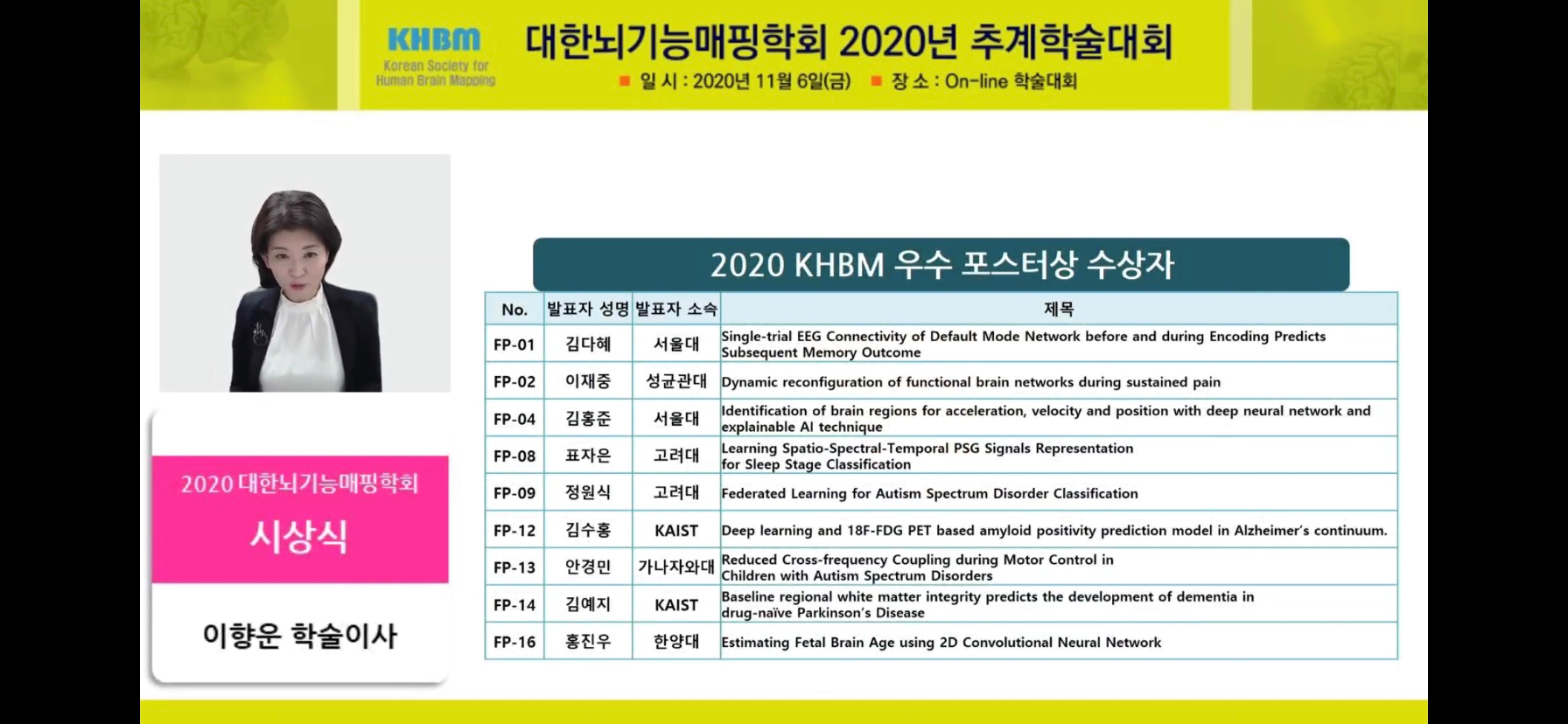 CNIR 이재중 2020 KHBM 우수 포스터상 수상 사진